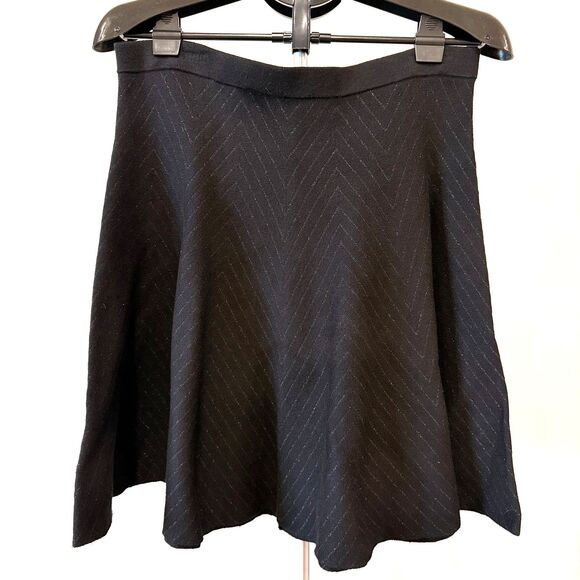 Saks Fifth Avenue Black Lurex A-Line Mini Skirt - Size XL - Picture 2 of 8